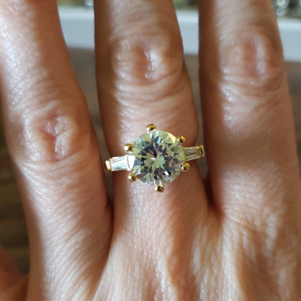 Gold Tone Faux Diamond Costume Jewelry Ring